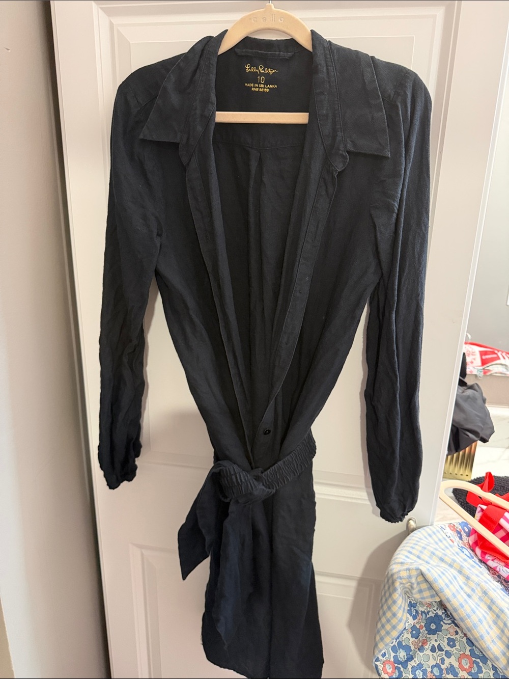 Lilly Pulitzer Black Long-Sleeve Wrap Dress with Self-Tie